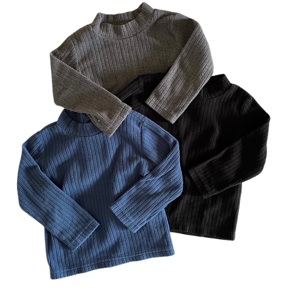 Uniqlo Toddler Ribbed Mock Neck Sweaters, Lot of 3